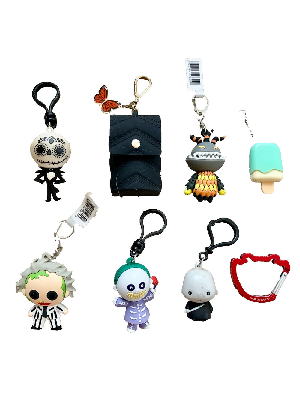 8 Pc NEW Collectible Keychain Lot Set Beetlejuice Nightmare Before Christmas